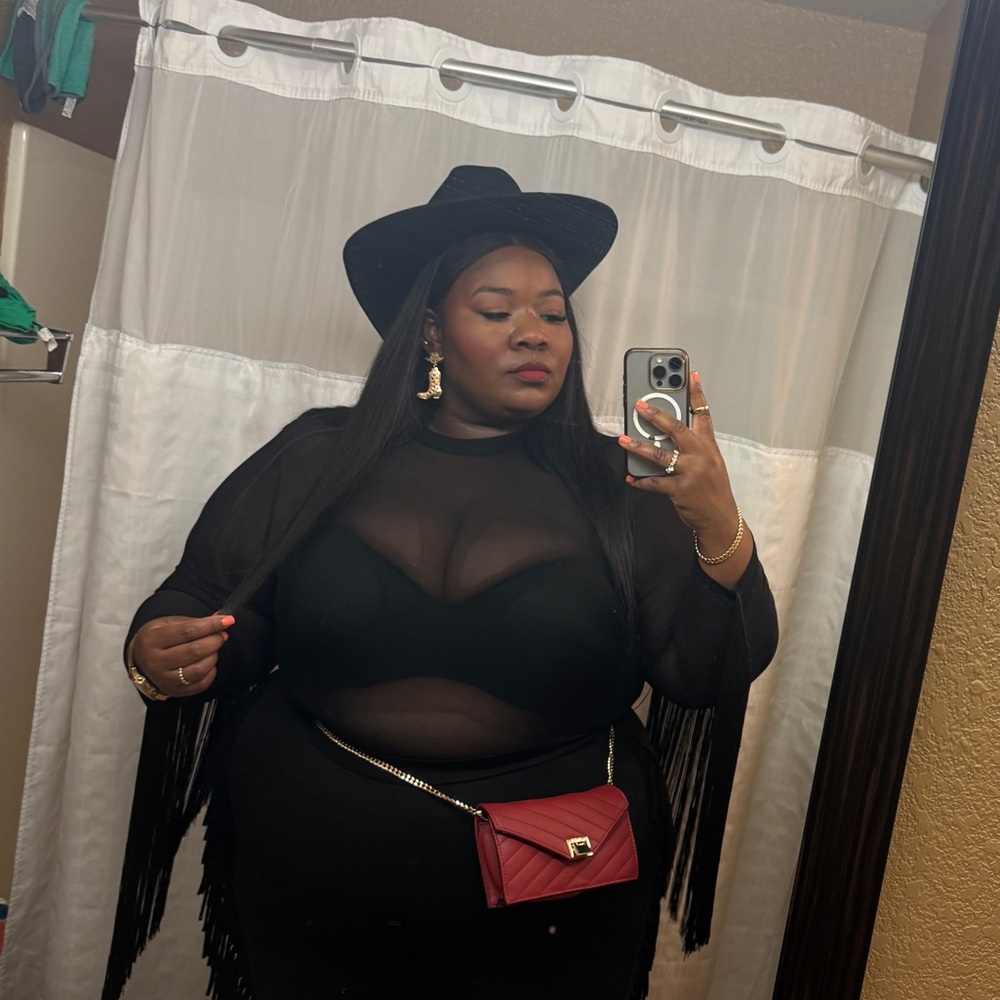 SHEIN Black Sheer Long Sleeve Top - Picture 5 of 7